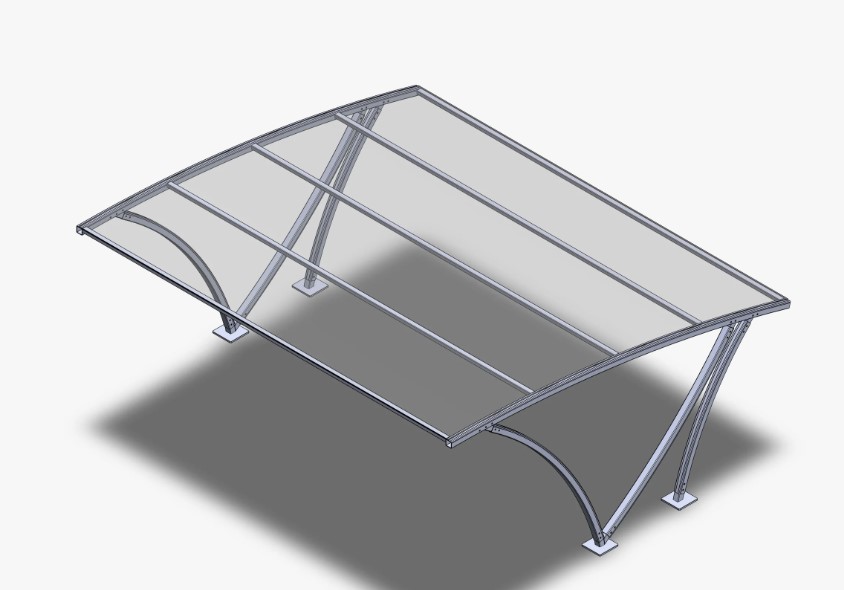 Навес за автомобил Carport, модел ARCA — продуктов рендер